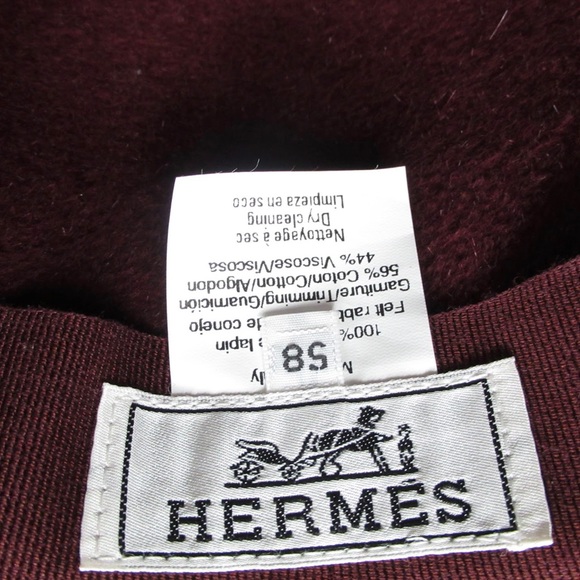 authentic HERMÈS bordeaux FELTED RABBIT FUR hat - Picture 3 of 8